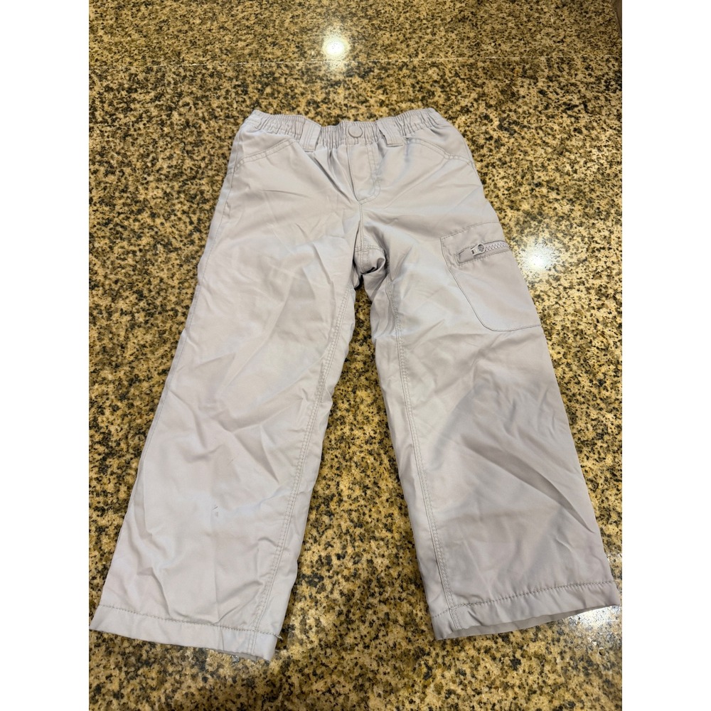Old Navy Boys Gray Lined Cargo Pants 4T Elastic Waist Zipper Pocket Utility